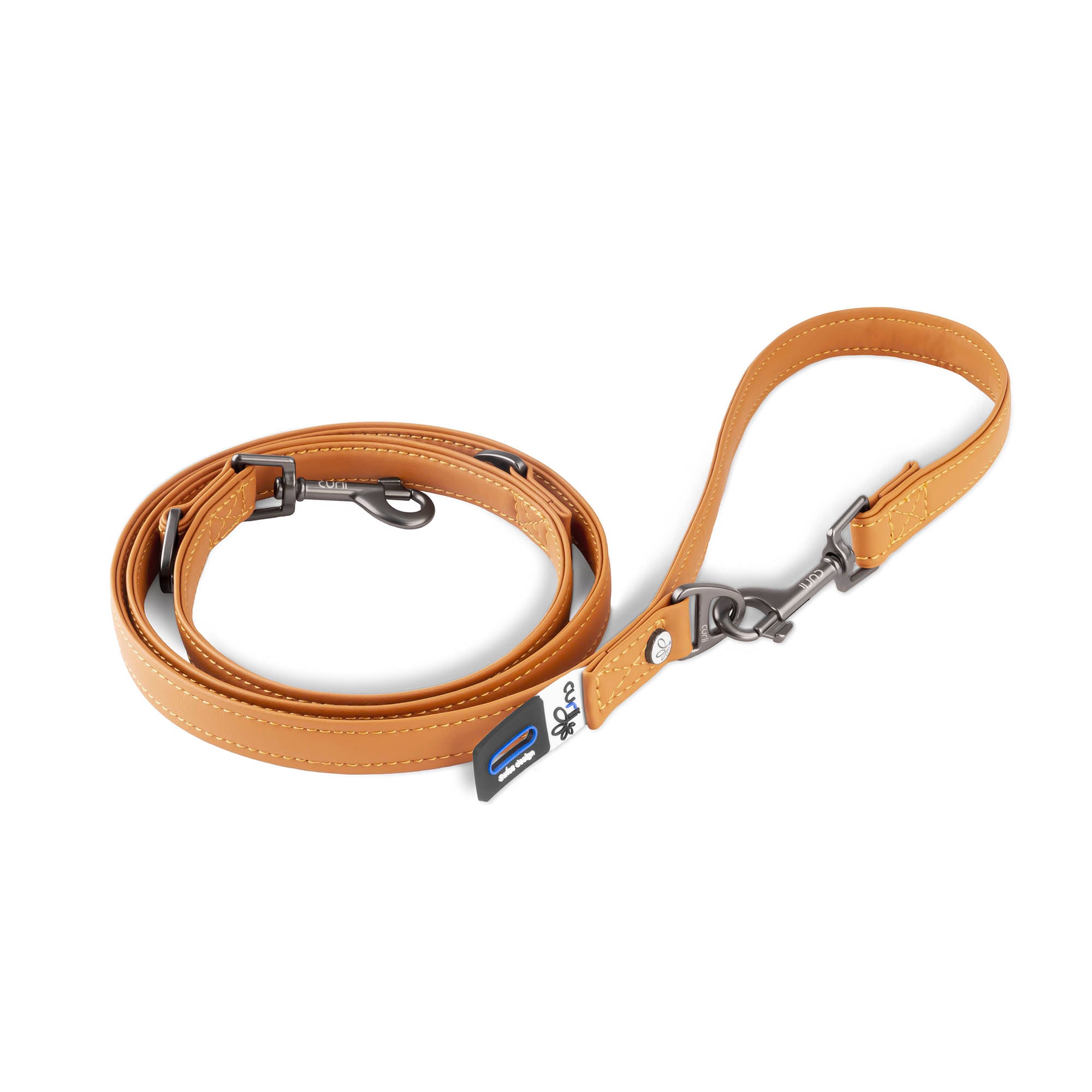 Curli Apple Leather Adjustable Leash by Mrs V – Durable and Comfortable Dog Leash Tan