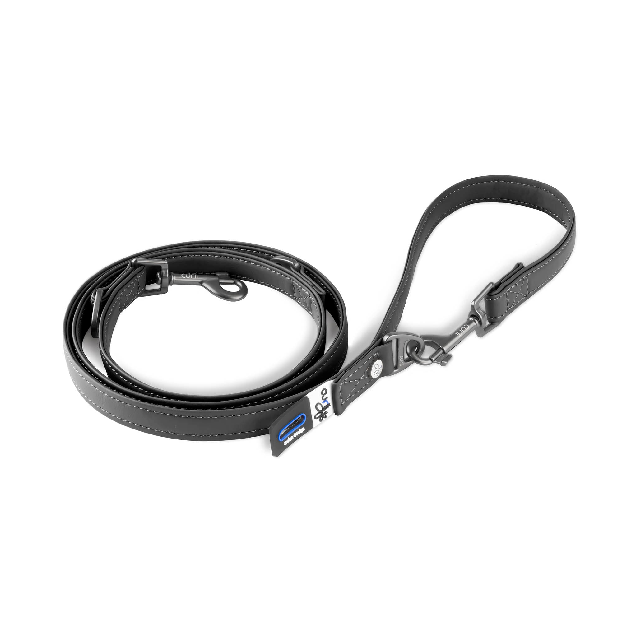 Curli Apple Leather Adjustable Leash by Mrs V – Durable and Comfortable Dog Leash Black