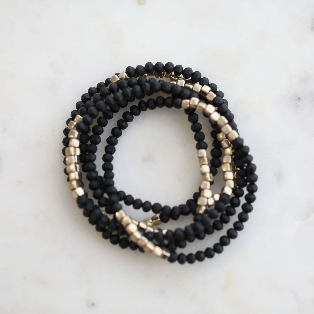 Black & Gold Crystal Bead Bracelet by Mrs V – Elegant Jewellery