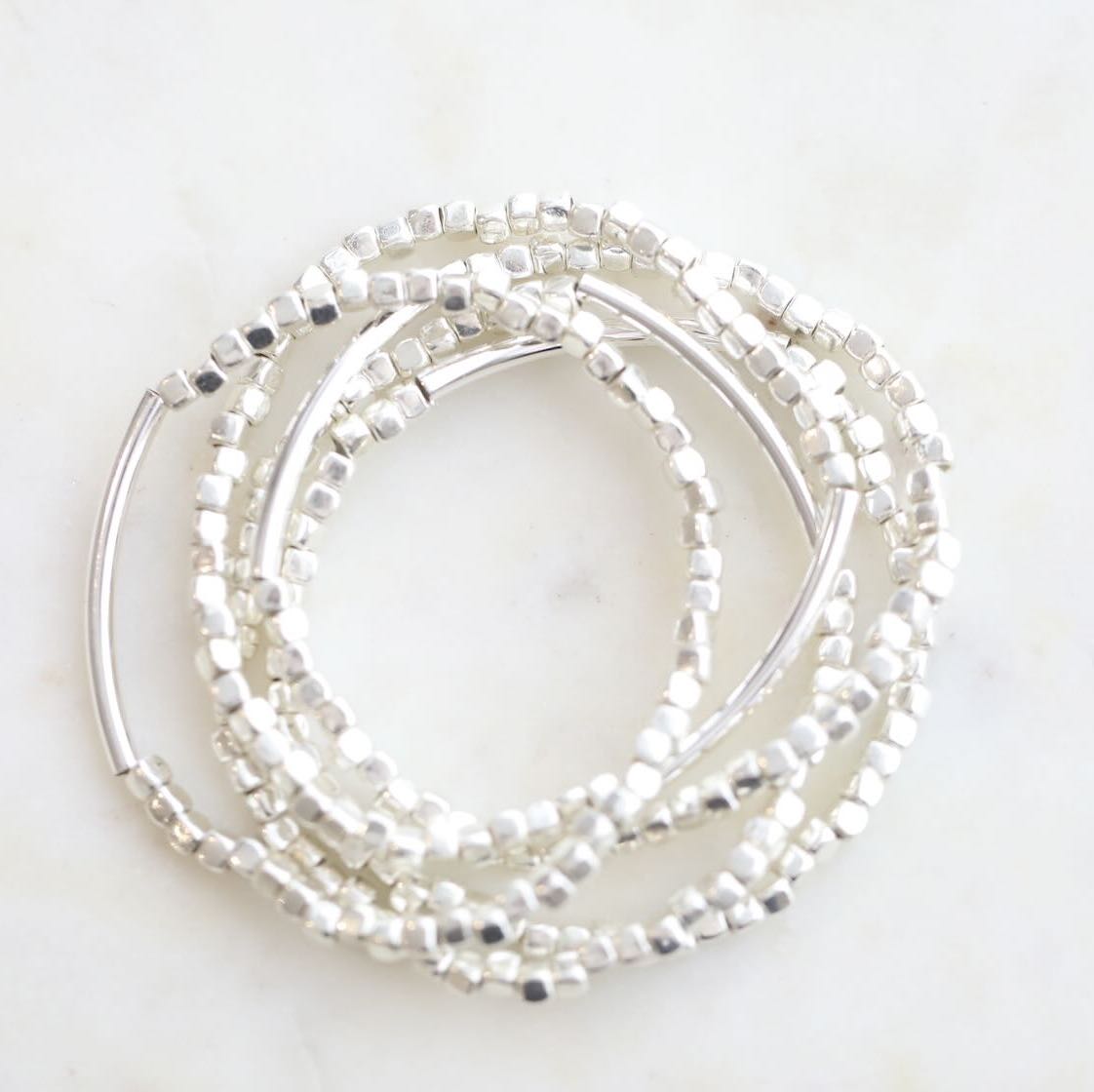 Silver Beads & Metal Bracelet by Mrs V – Timeless Jewellery