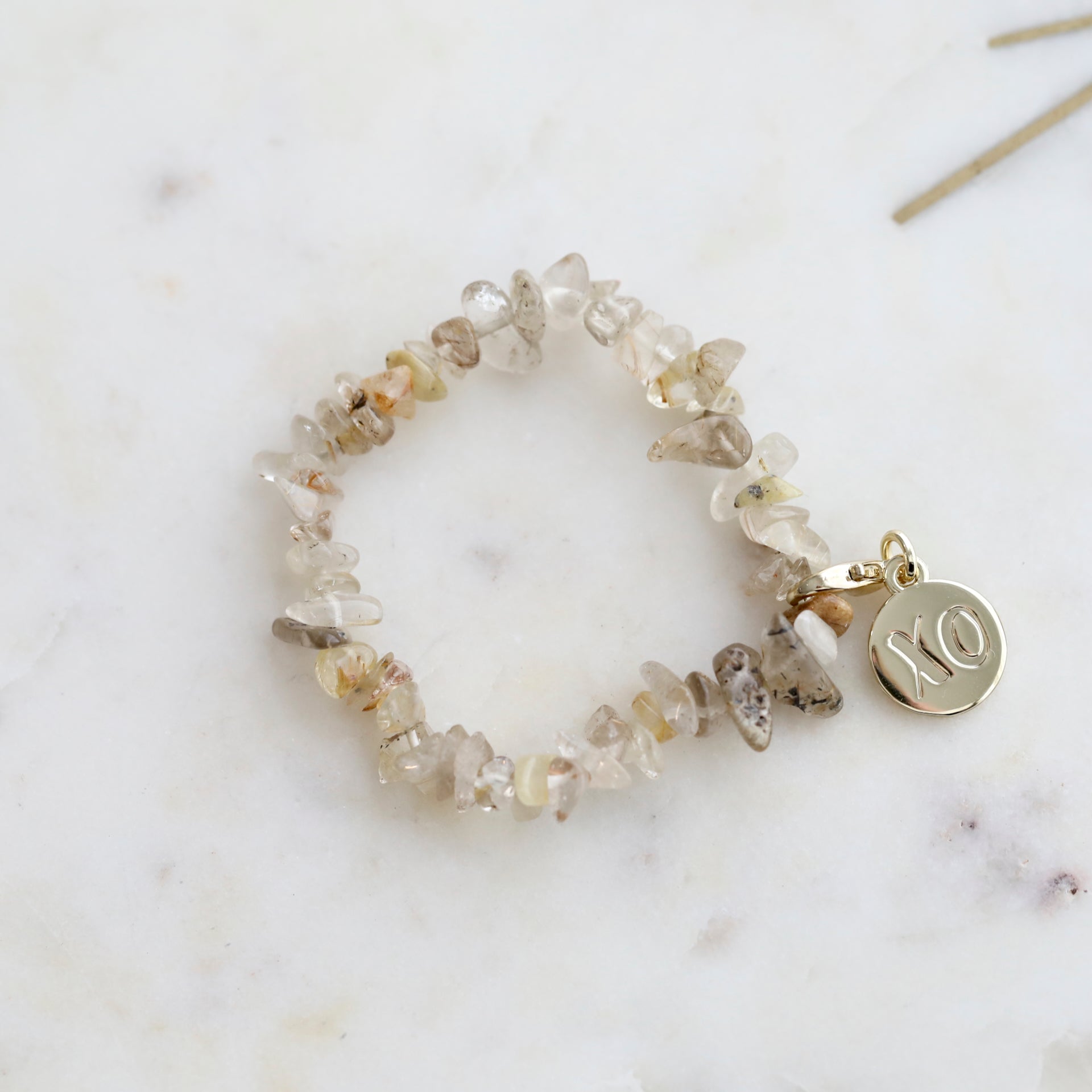 Rutilated Quartz Crystal Chip Bracelet