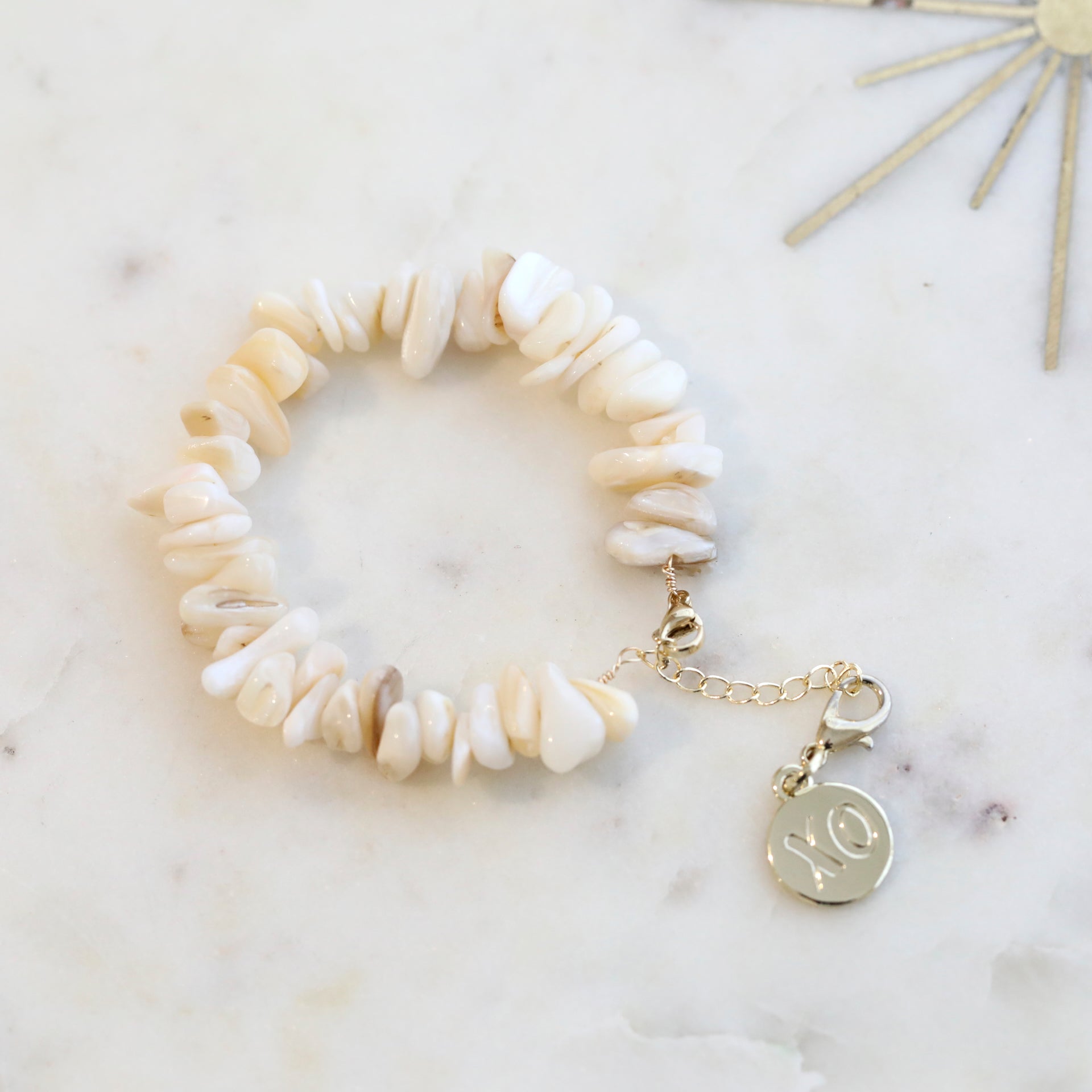 Moonstone (White) Crystal Bracelet with Gold Chain