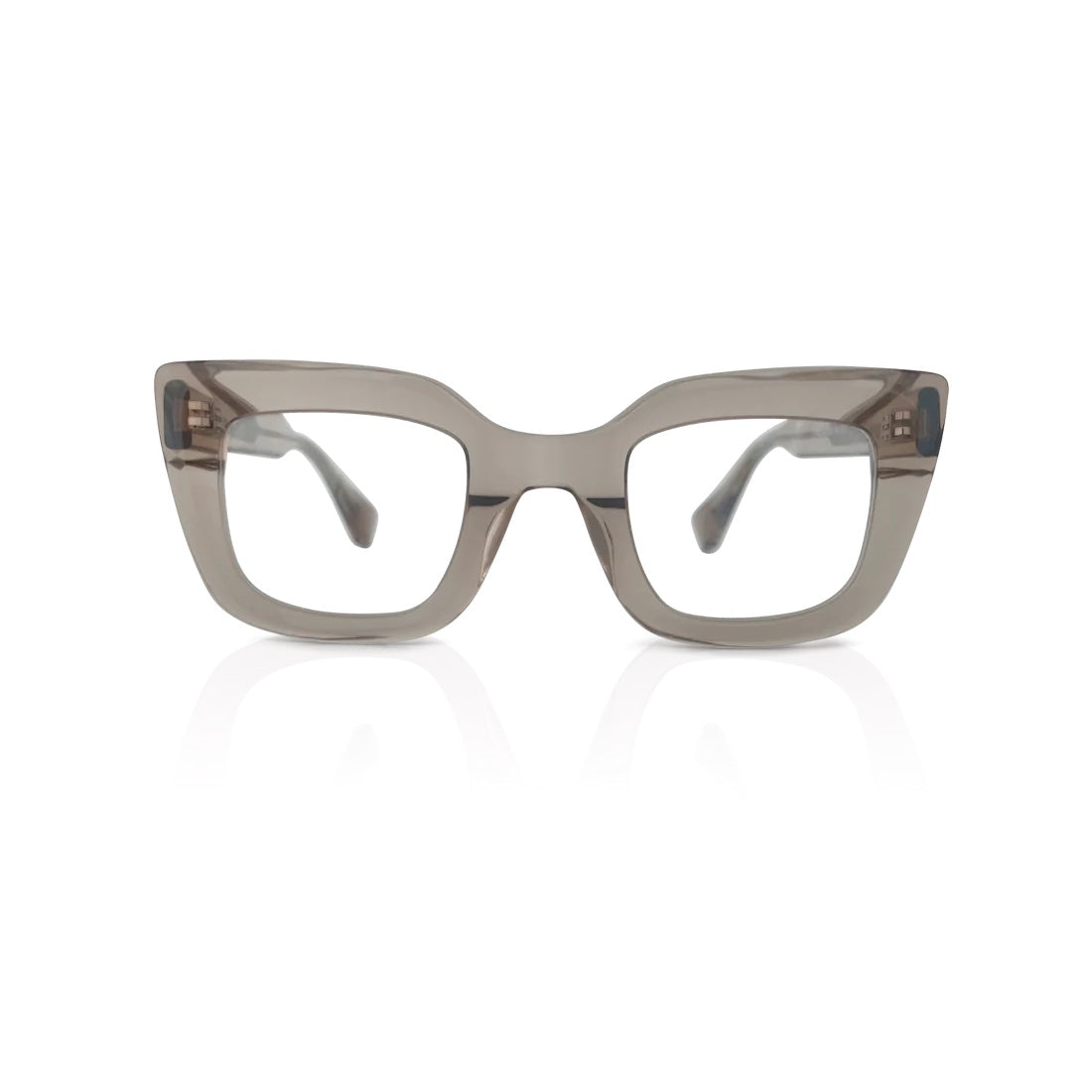 Mrs V Eyewear 'Blushing Cat' - Chic Handmade Acetate Cat-Eye Glasses with Stainless Steel Finish