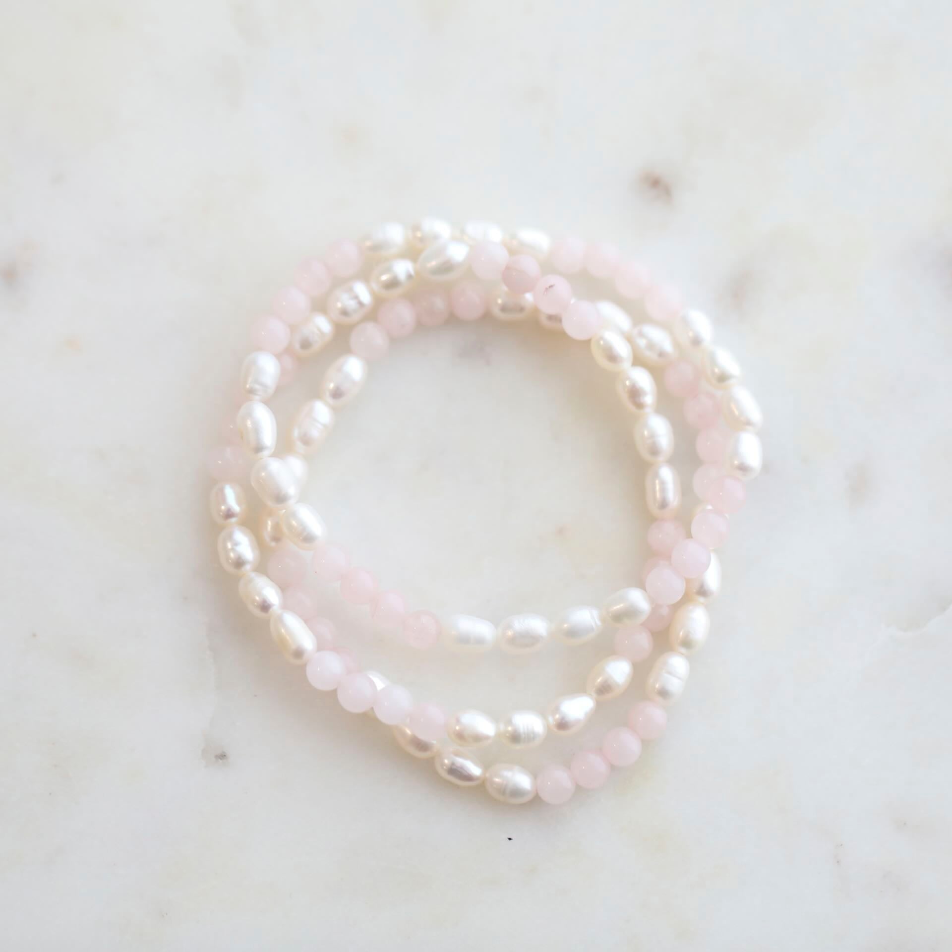 Rose Quartz & Pearl Bracelet by Mrs V – Elegant and Healing Jewellery