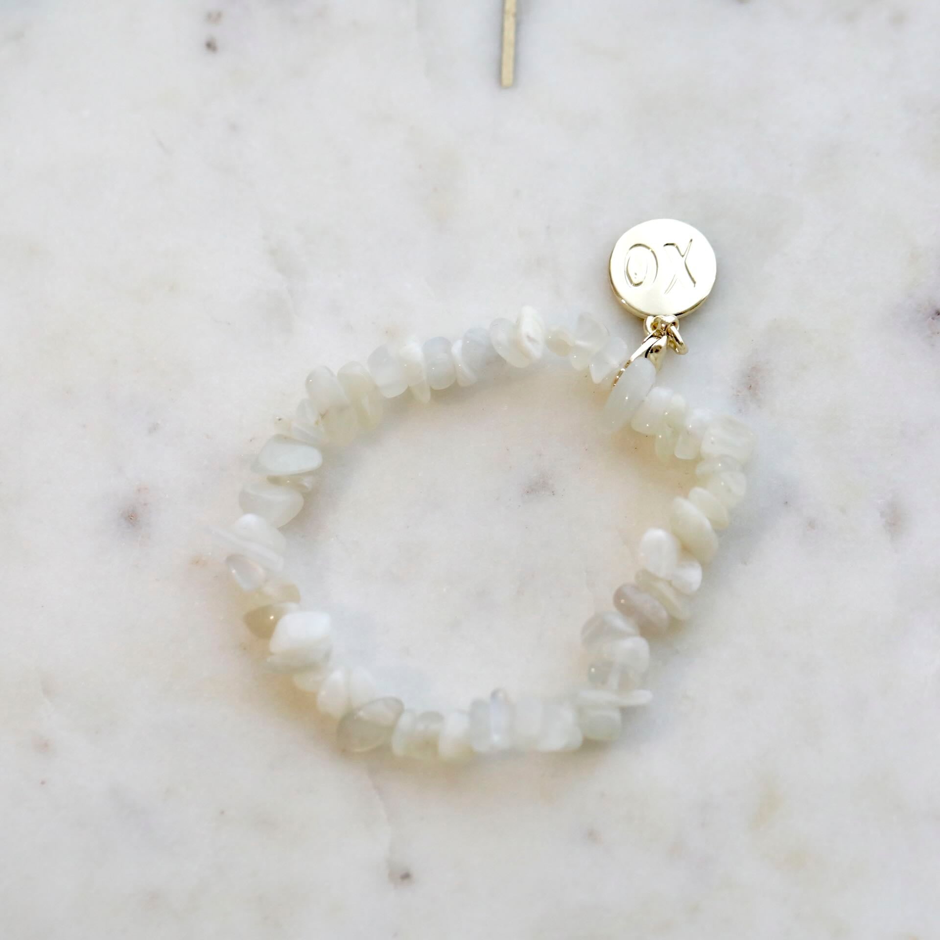 I AM RENEWED Moonstone Crystal Chip Bracelet by Mrs V – Nurturing and Intuitive Jewellery