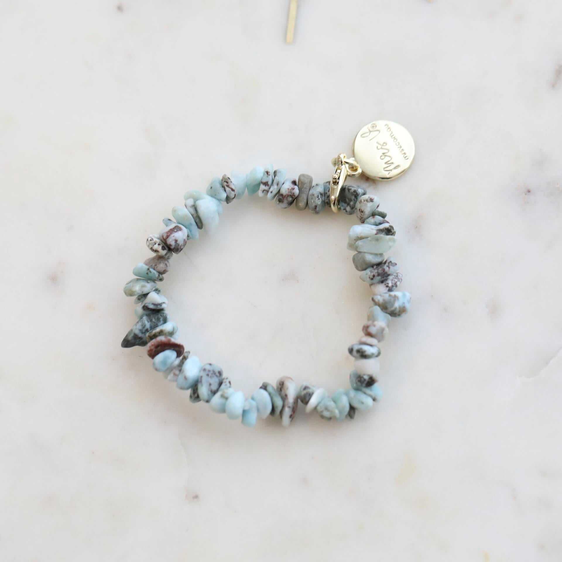 I AM SERENE Larimar Crystal Chip Bracelet by Mrs V – Calming and Balancing Jewellery