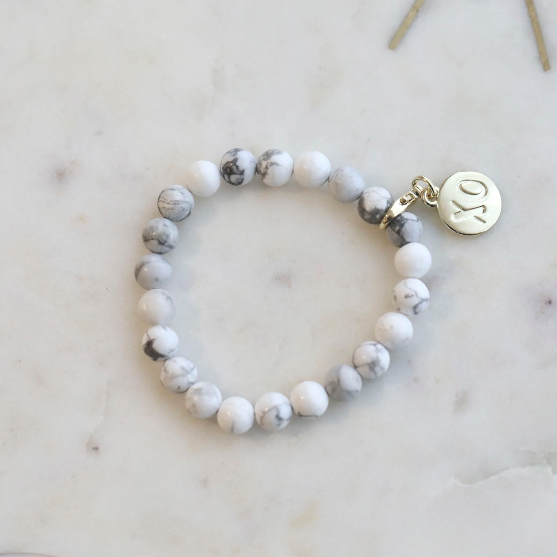 I AM BALANCED White Howlite Crystal Bracelet by Mrs V – Calming and Balancing Jewellery