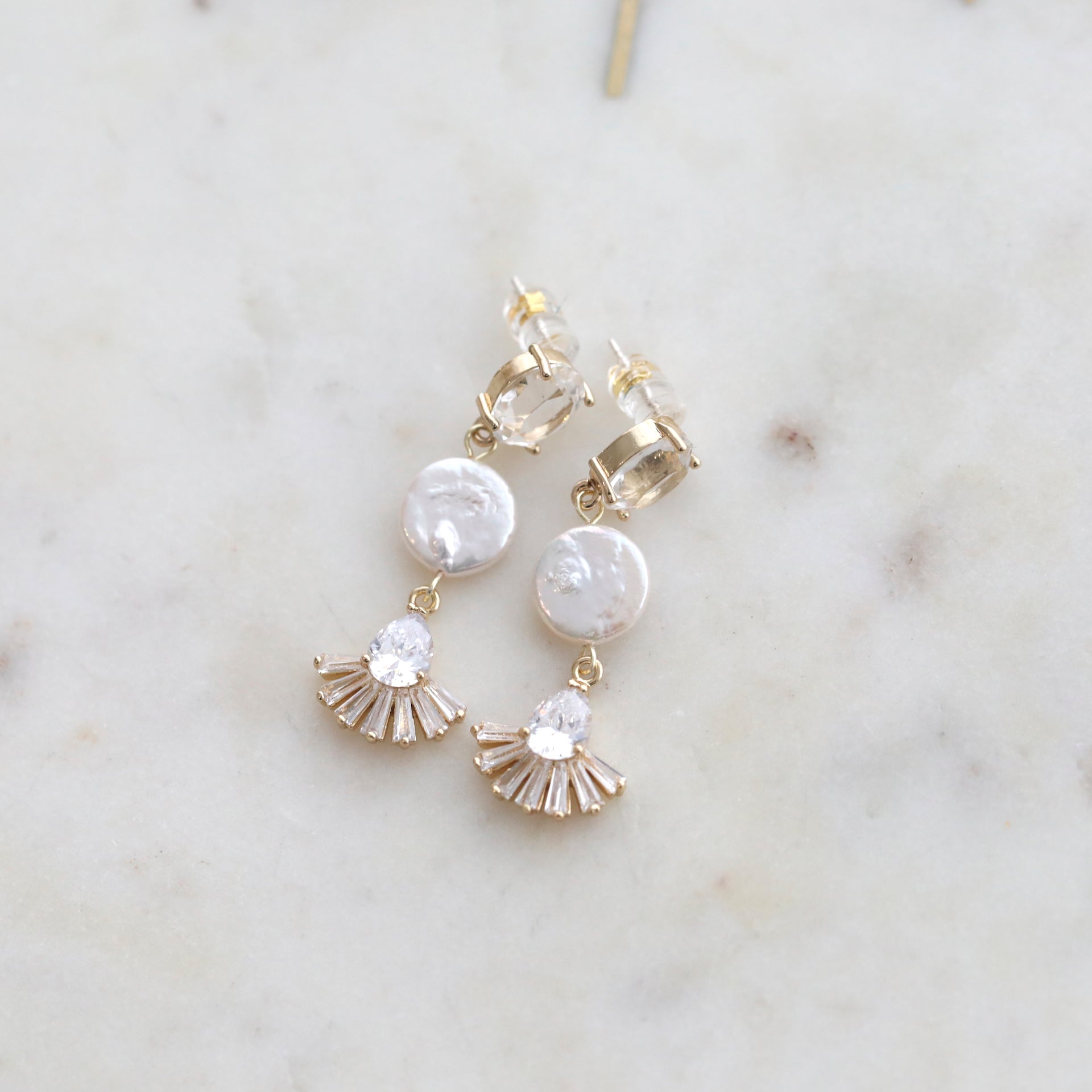 Freshwater Pearl Fan Drop Earrings