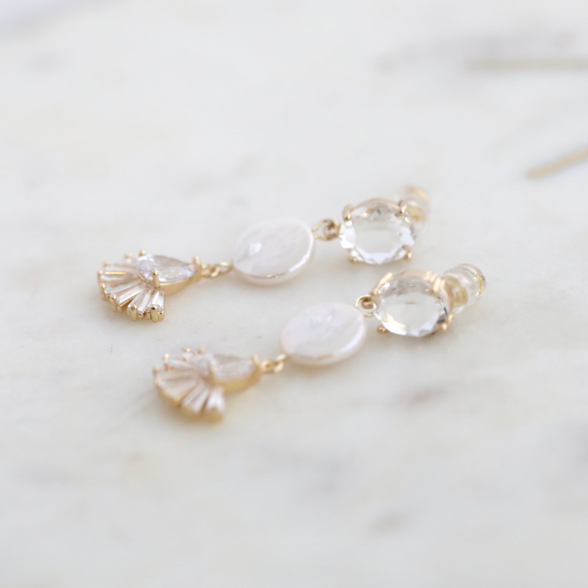 Freshwater Pearl Fan Drop Earrings