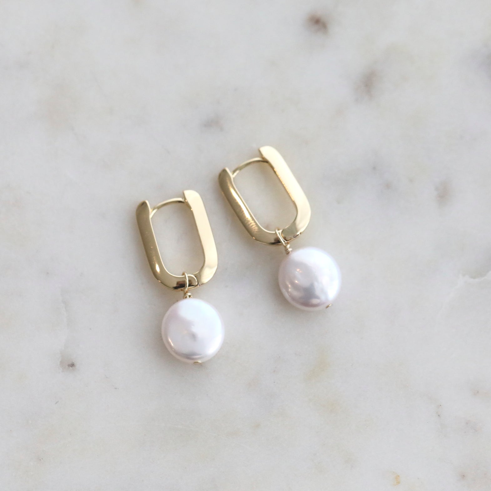 Freshwater Pearl and Gold Drop Earrings