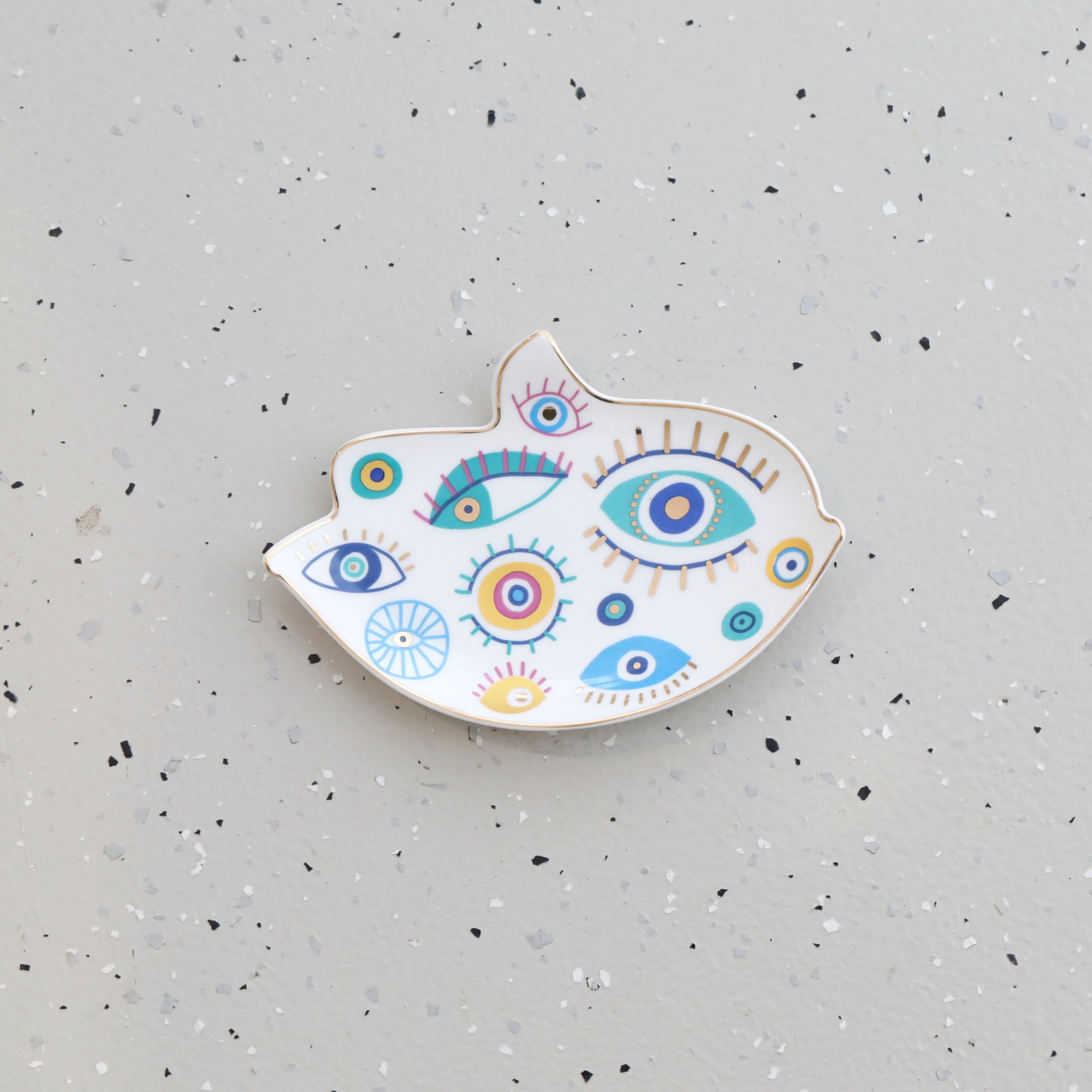 Ceramic Jewellery Display Plate with Unique Eye Pattern Design by Mrs V