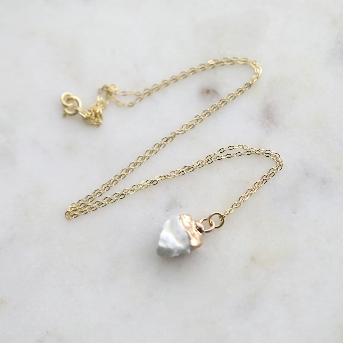 Howlite Birthstone Necklace on 18K Gold Plated Chain by Mrs V