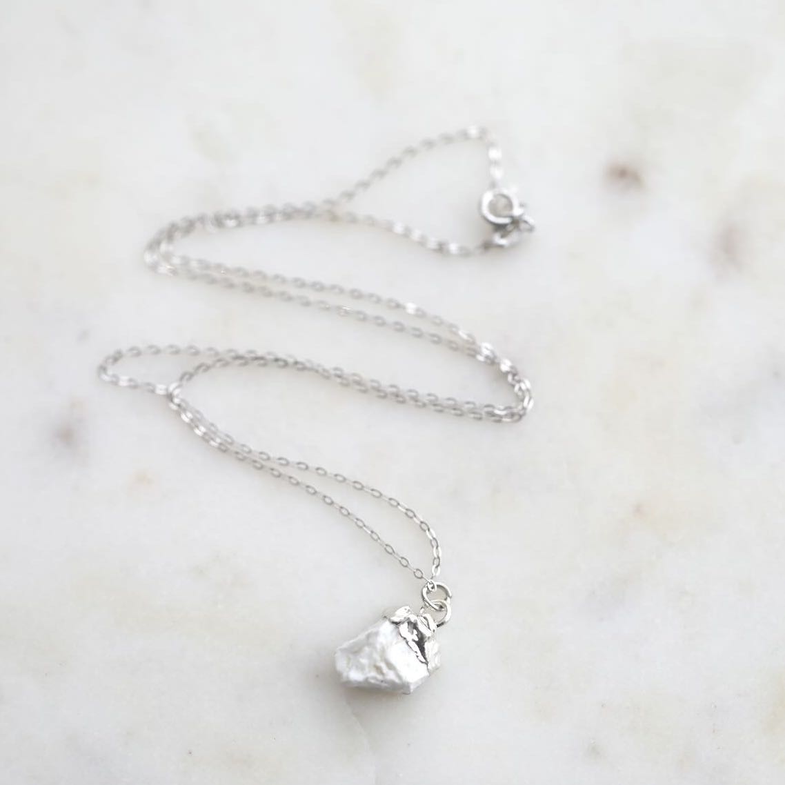 Howlite Birthstone Necklace on Silver-Plated Chain by Mrs V