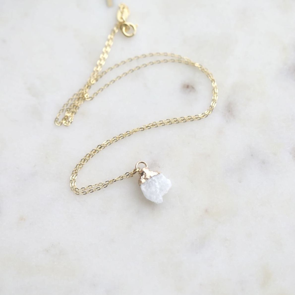 Moonstone Birthstone Necklace with Gold Chain by Mrs V