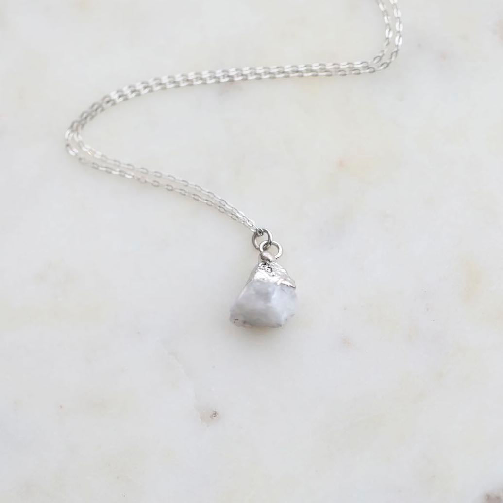 Moonstone Birthstone Necklace with Silver Chain by Mrs V