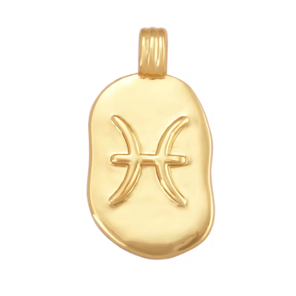 Pisces Zodiac Gold Pendant by Mrs V – Compassionate and Artistic Symbol