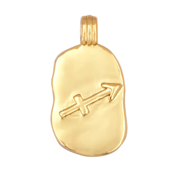 Sagittarius Zodiac Gold Pendant by Mrs V – Adventurous and Philosophical Design