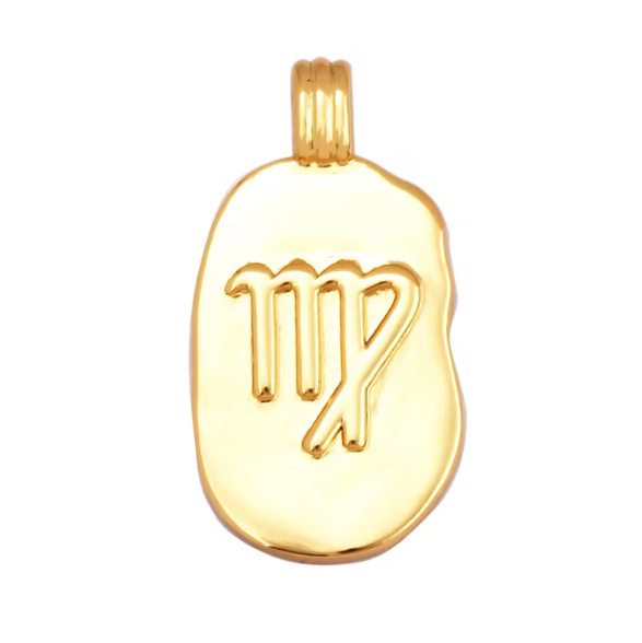 Virgo Zodiac Gold Pendant by Mrs V – Analytical and Meticulous Symbol