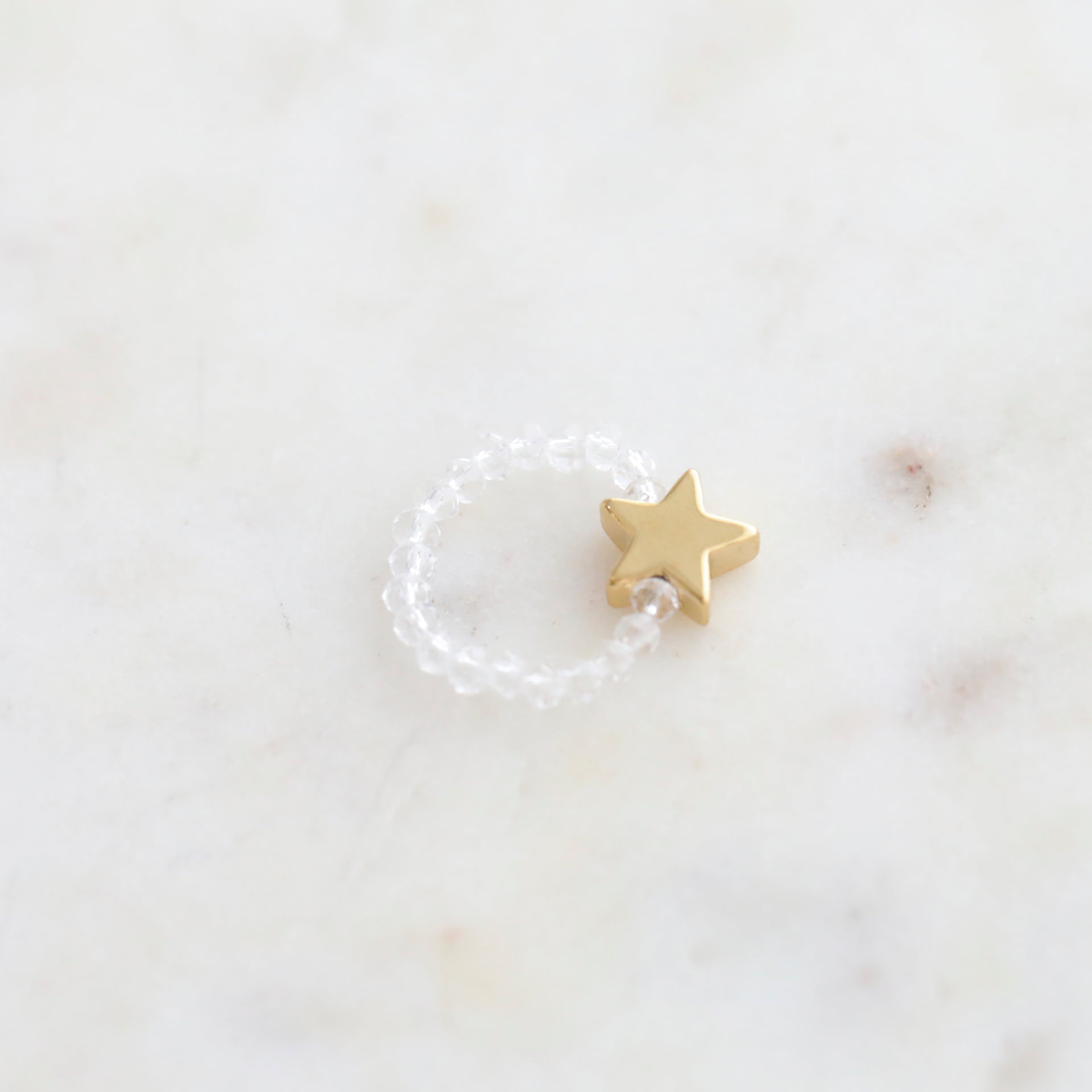 Crystal Clear Beaded Rings with Star by Mrs V – Handmade with Clear Crystal Miyuki Beads