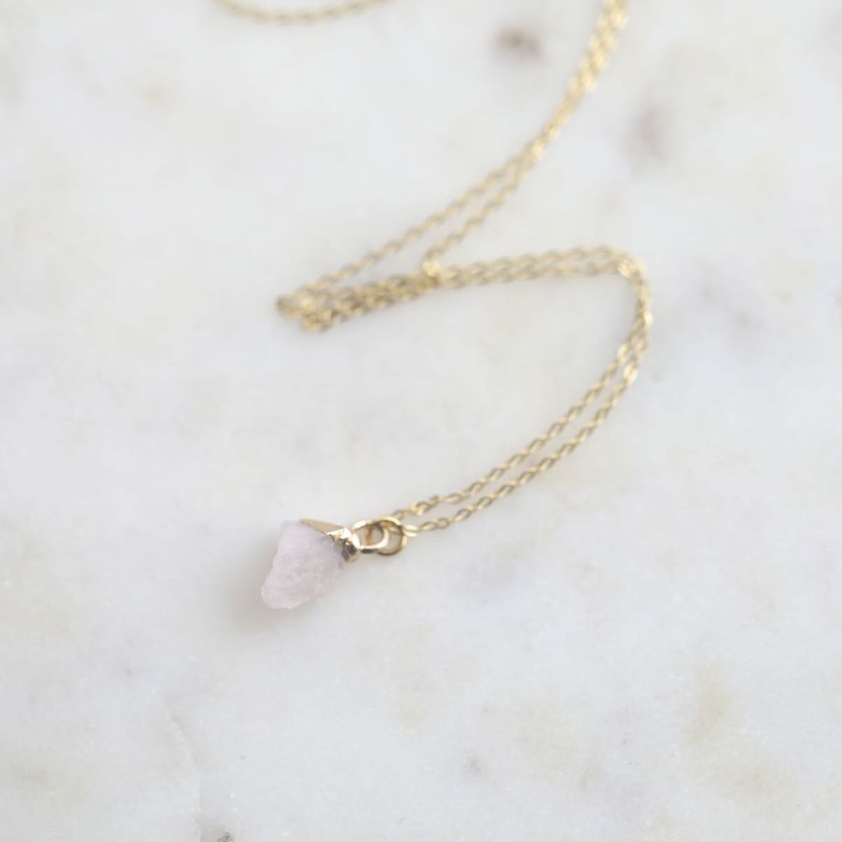 Rose Quartz Birthstone Necklace with Gold Chain by Mrs V