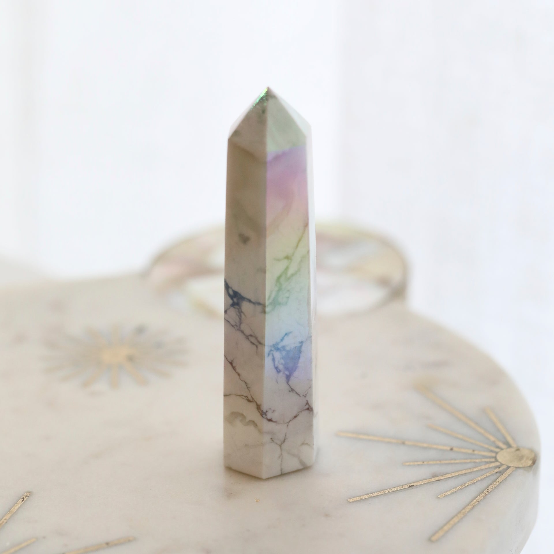 Angel Aura Howlite Tower by Mrs V – Calming and Balancing Crystal