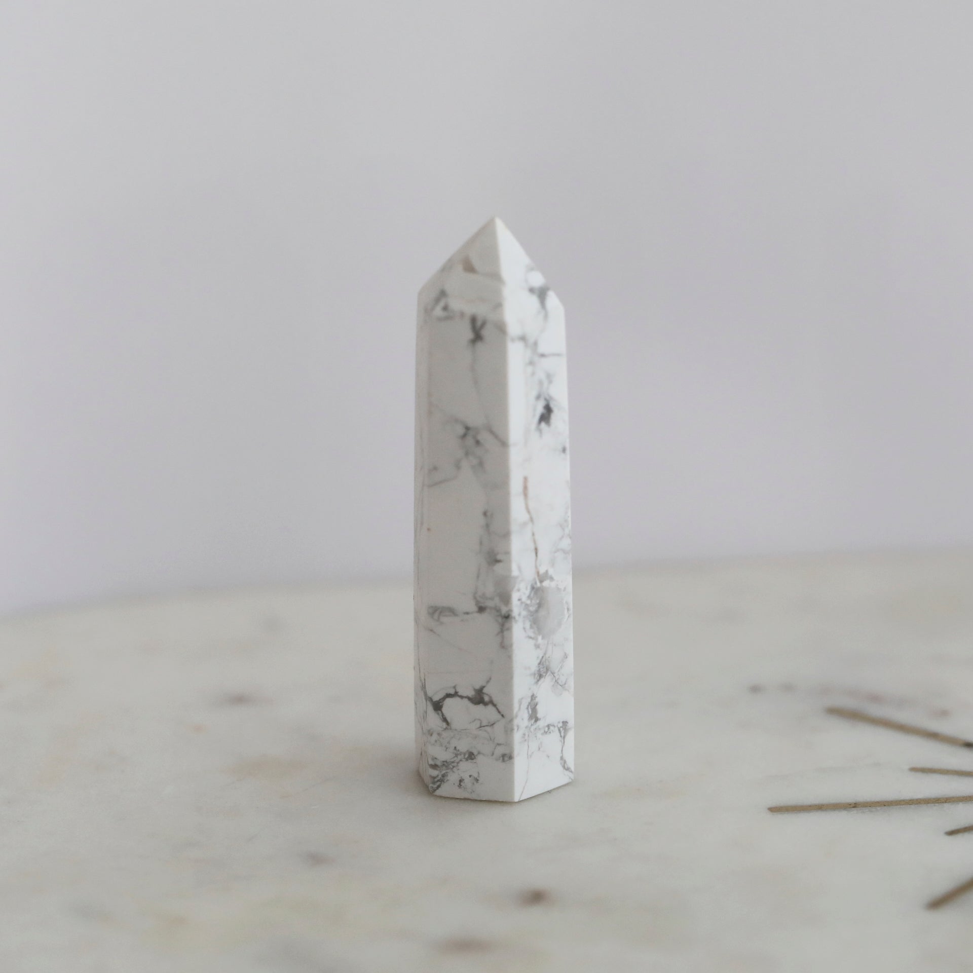 Howlite Crystal Tower by Mrs V – Calming and Clarity Stone