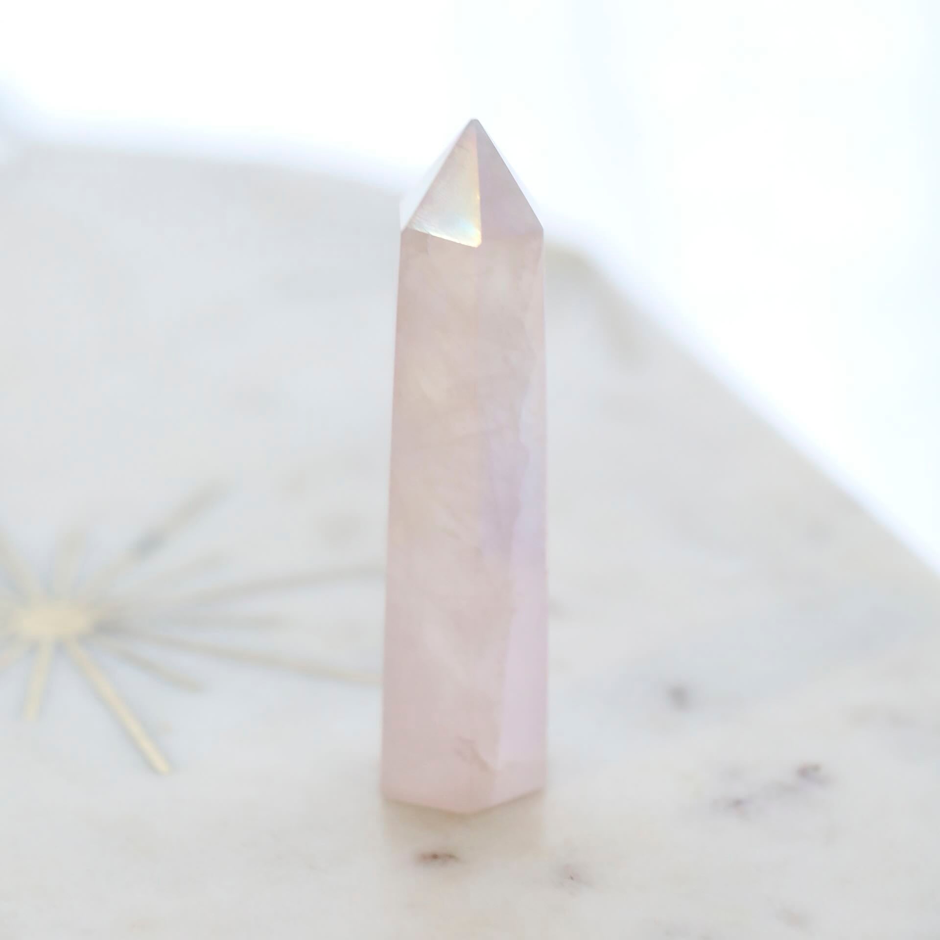 Angel Aura Rose Quartz Tower by Mrs V – Heart Chakra Healing and Positive Energy