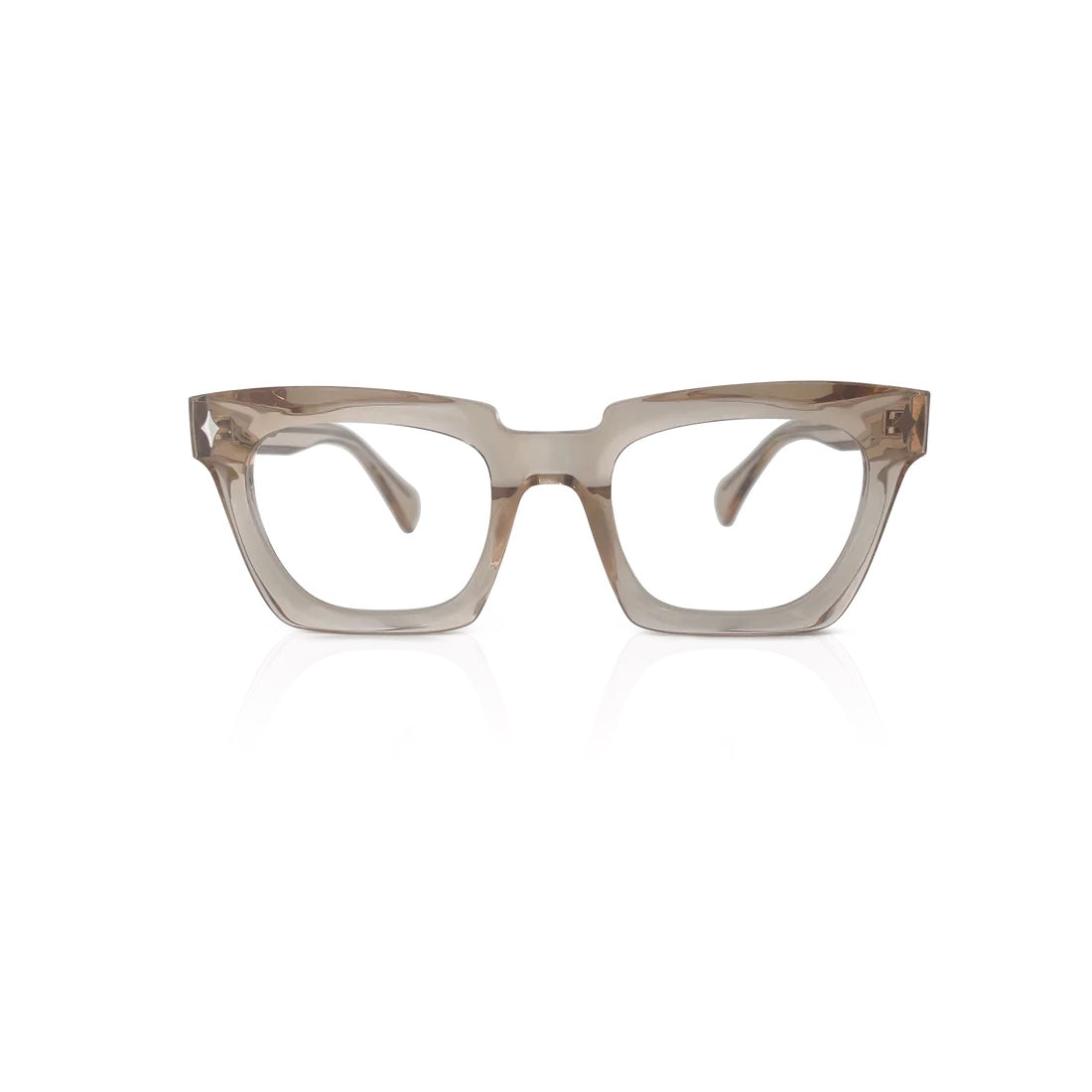 Mrs V Eyewear 'Sage Diamond' - Elegant Handmade Acetate Optical Glasses with Stainless Steel Finish