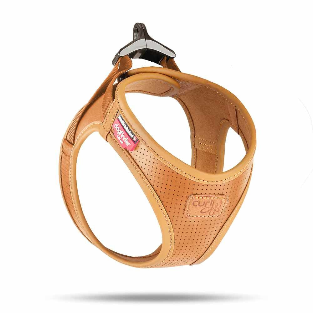 Curli Apple Leather Dog Harness in Tan – Stylish and Durable