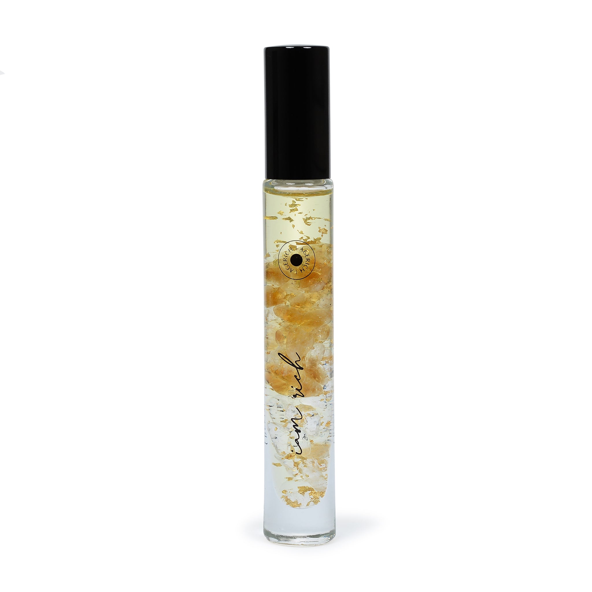 I AM RICH Crystal Essential Oil Roller by Mrs V – Citrine & Clear Quartz Infused