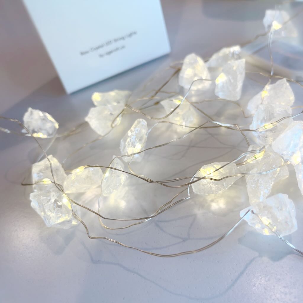 Close-up of Crystal Lights Clear Quartz for Chakra Balancing by Mrs V