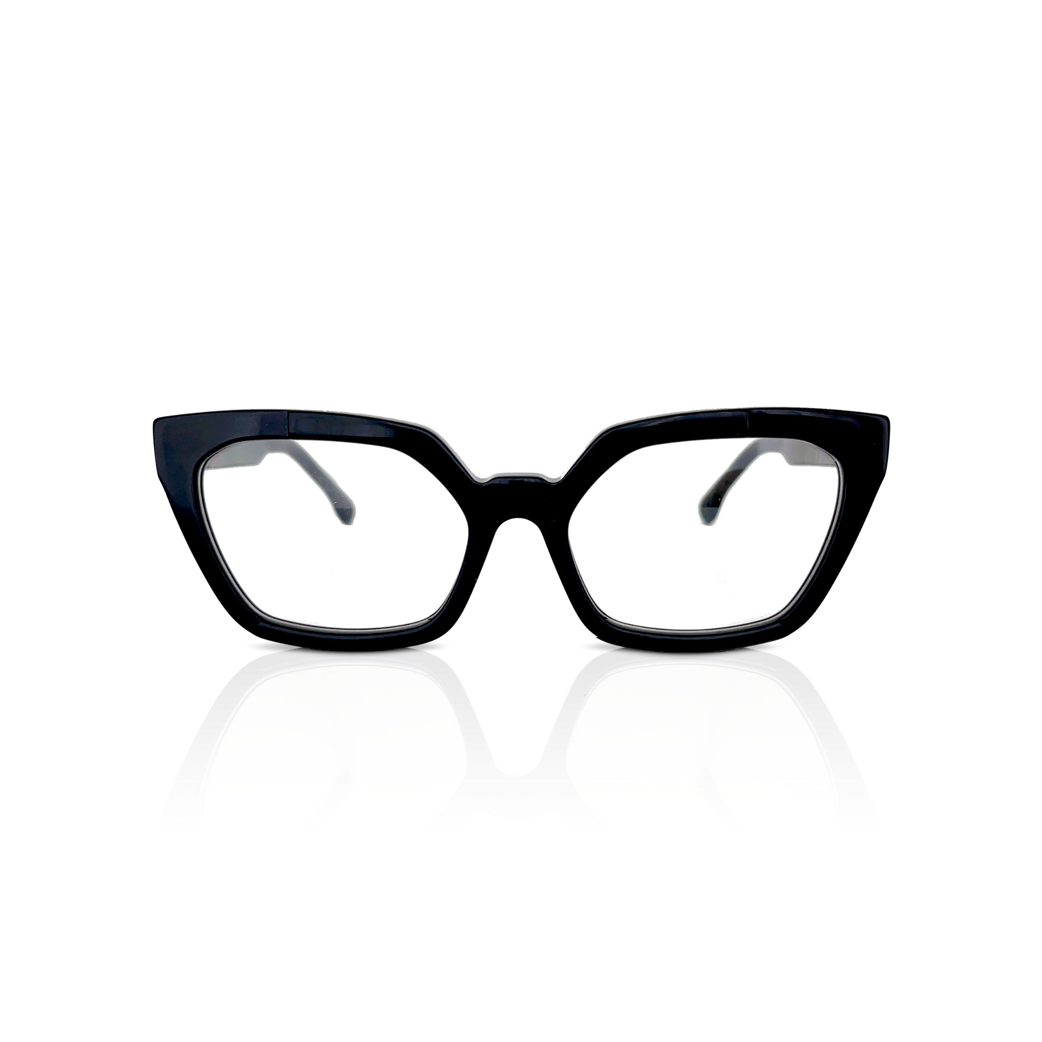 Mrs V Eyewear 'No Wing Man' - Bold Handmade Acetate Optical Glasses with Stainless Steel Finish